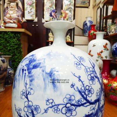 Mai bình tích lộc Chim Hoa Đào vẽ tay